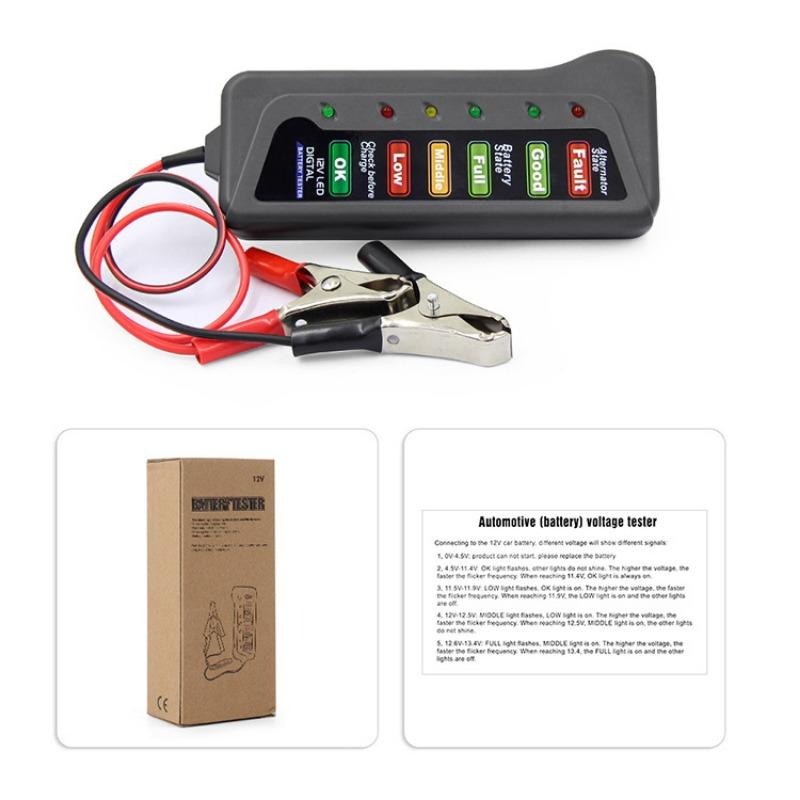 

Тестер автомобильного аккумулятора и генератора переменного тока 12 В — проверка состояния аккумулятора и зарядки генератора (Светодиодный индикатор) 12*5.2*1.8cm чёрный