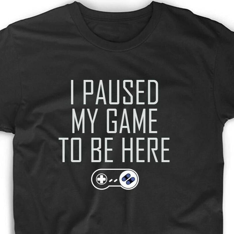 Paused Game T Shirt Funny Tee Gamer Gaming SNES Classic Retro Arcade Nerd Geek L