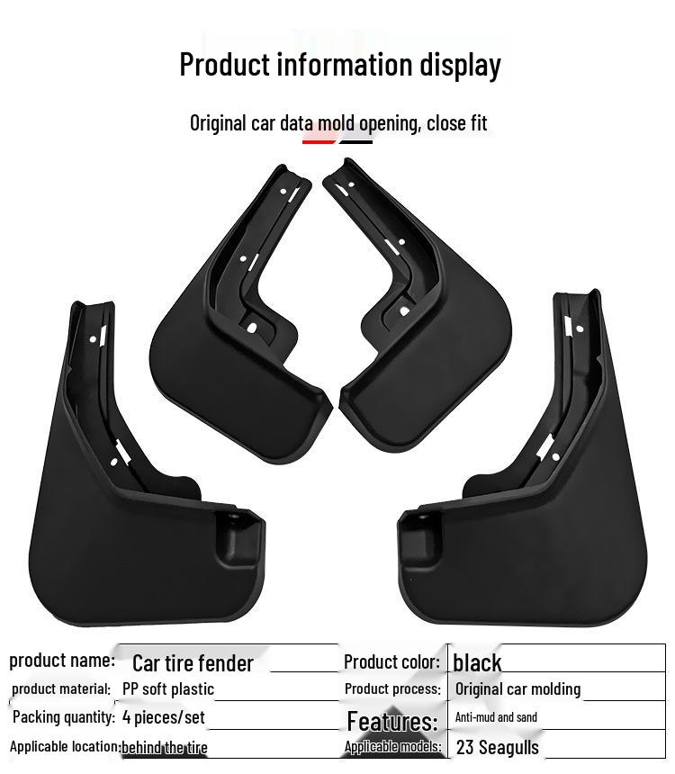 BYD Seagull Przednie i Tylne Błotniki z Miękkiej Gumy