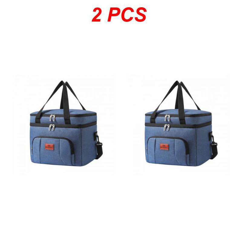 2PCS Picnic Bag Easy To Carry Portable Picnic Bag Navy Oxford Cloth Lunch Bag Storage Supplies Large Capacity Insulation Bag