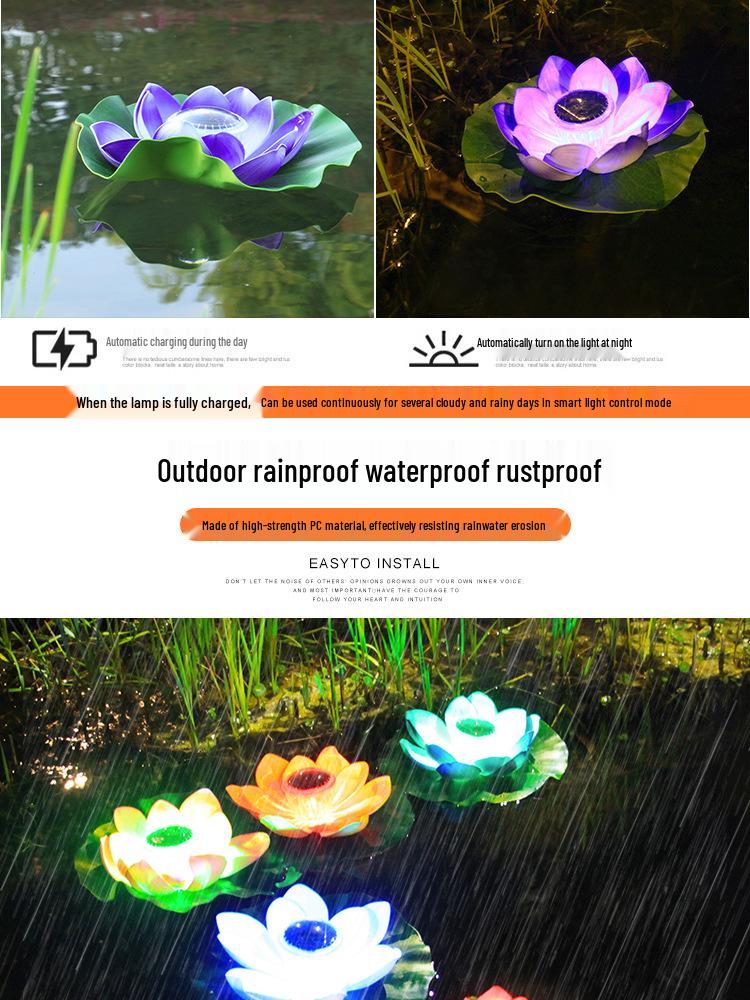 Solar Lotus Floating Pond Lamp - Waterproof Garden Wishing Light