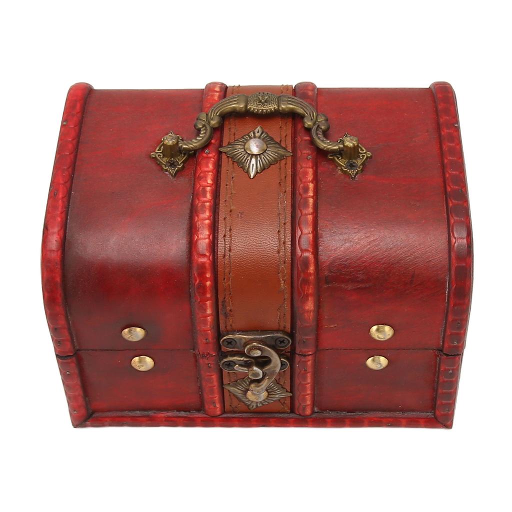 Wooden Storage Box Flip Open Type Vintage Jewelry Organize Case for Earring Coins L Size