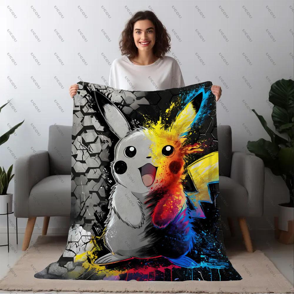 Anime-Picchu-Themen-Weiche Flanelldecke Ganzjahresgeschenk Sofa Bett Reise Büro Wärme Wanddekor Herbst Winter P-Pokemo Fans