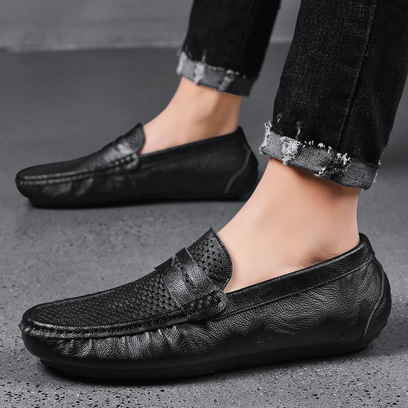 Rutschfeste Schuhe Herren Echte Lederschuhe Elegante Freizeitschuhe Slipper Ballerinas Mode Weichsohlige Sneaker Herren Businessschuhe