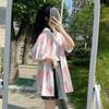 Pink Heart-shaped Pattern Women's Shirt Printed Style Loose Flip Collar Button Ladies Blouses Summer Casual Fashionable Famale Short Sleeved Top