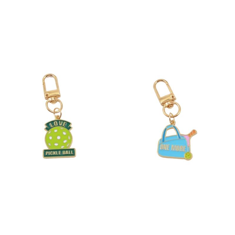 1/5Pcs Creative Pickleball Racket Metal Keychain Colorful Hollow Golf Ball Keychains Dink Ball Fans Party Gift Bag Pendant