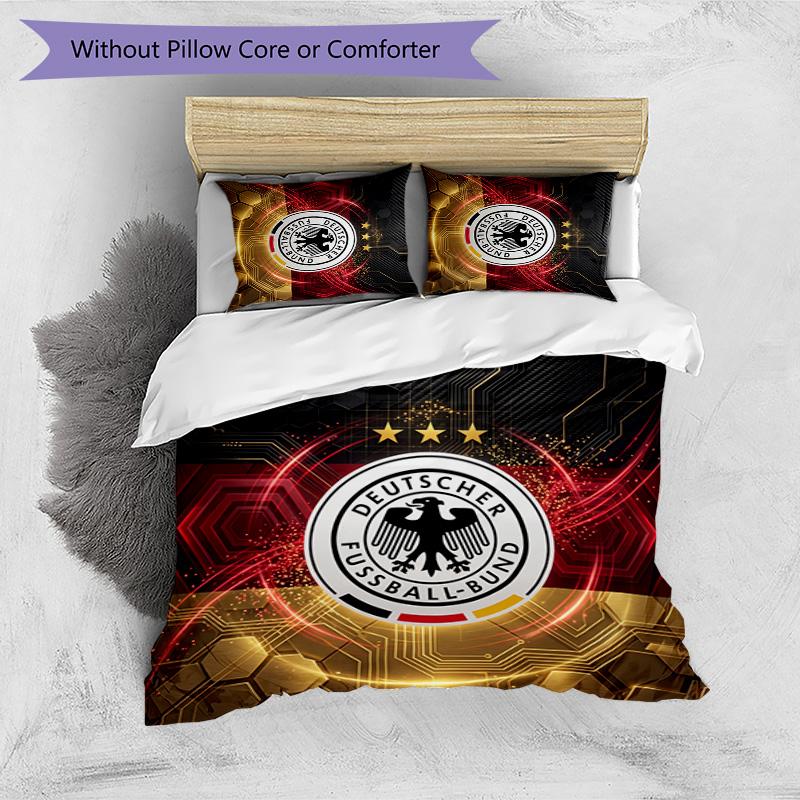 Germany Football Printed Bedding 3 Piece Set Cozy Breathable Bed Cover Set as Housewarming Holiday Gift