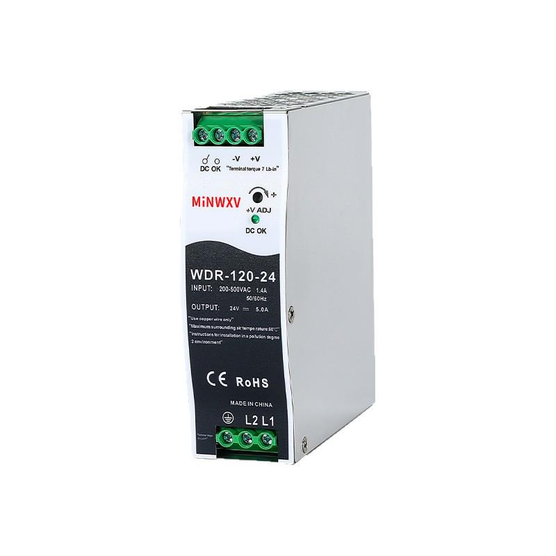 380V DIN Rail Switching Power Supply, WDR-120W, 24V for Cabinet Rails