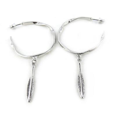 [N1657] - Silver 'Navajos' Hoop Earrings