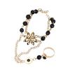 Flower Shape Luxury Hand Harness Bracelet Women Adjustable Finger Ring Bracelet Jewelry