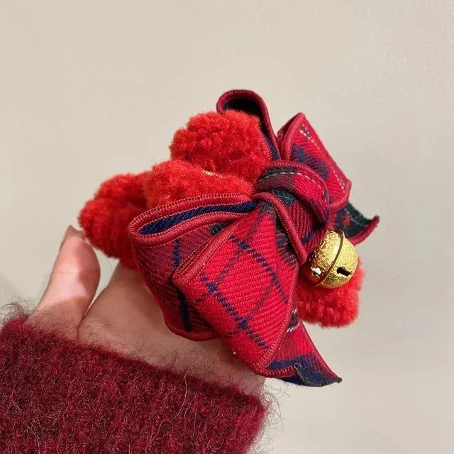Christmas Creative Gifts Bell Bow Plush Grip Clip Autumn and Winter Large Shark Fashion Headwear Accessories Women Fashion Gifts