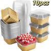 10 Stück/Set mit Deckeln Muffinschachteln Antihaft Mini-Kastenformen Aluminiumfolie Backförmchen Küchenwerkzeug