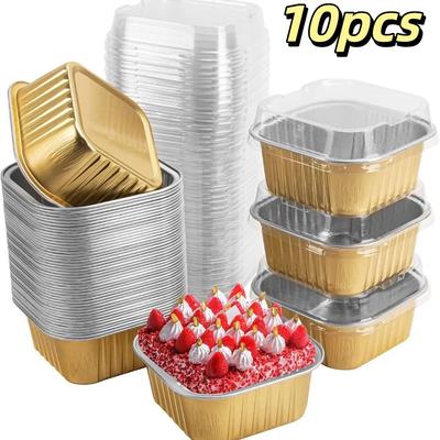 10 Stück/Set mit Deckeln Muffinschachteln Antihaft Mini-Kastenformen Aluminiumfolie Backförmchen Küchenwerkzeug