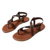 Summer sandals women's flat-bottomed outer wear metal buckle large size cross-toe elastic sandals