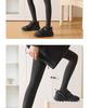 Women's Gray Velvet Leggings with Vertical Stripes – Slimming, Micro-Pressure, Stirrup Style for Autumn/Winter.