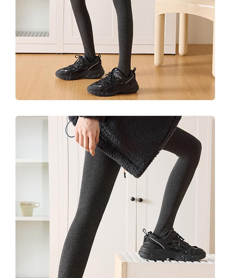 Women's Gray Velvet Leggings with Vertical Stripes – Slimming, Micro-Pressure, Stirrup Style for Autumn/Winter.