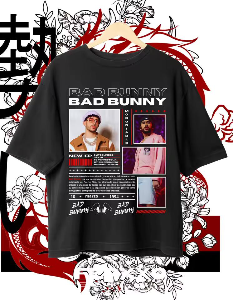 Bad Buuny Poster Graphic T Shirt Women Men Oversized Y2k Hip Hop Fashion Streetwear Unisex Short Sleeve Female Male Clothing Tee