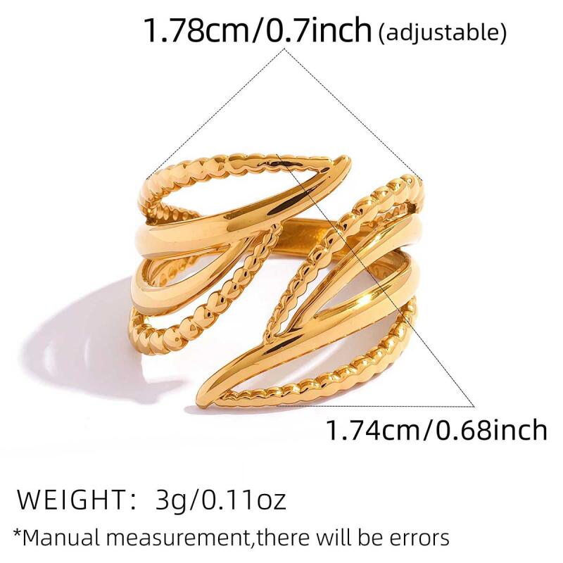 Stainless Steel Line Hollow Opening Rings for Women Men Fashion Personalized Design Waterproof Rings Party Jewelry Accessories