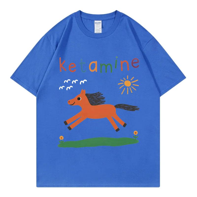 Maglietta Meme Cavallo Ketamina Divertente Uomo Donna Abbigliamento Harajuku Y2k Manica Corta T-shirt Moda Estiva Casual Cotone T-shirt
