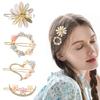RedChimes 4 Pcs Korean Style Flower Hair Clips Rhinestone Hair Lock Pin Hair Accessories for Girls and Women