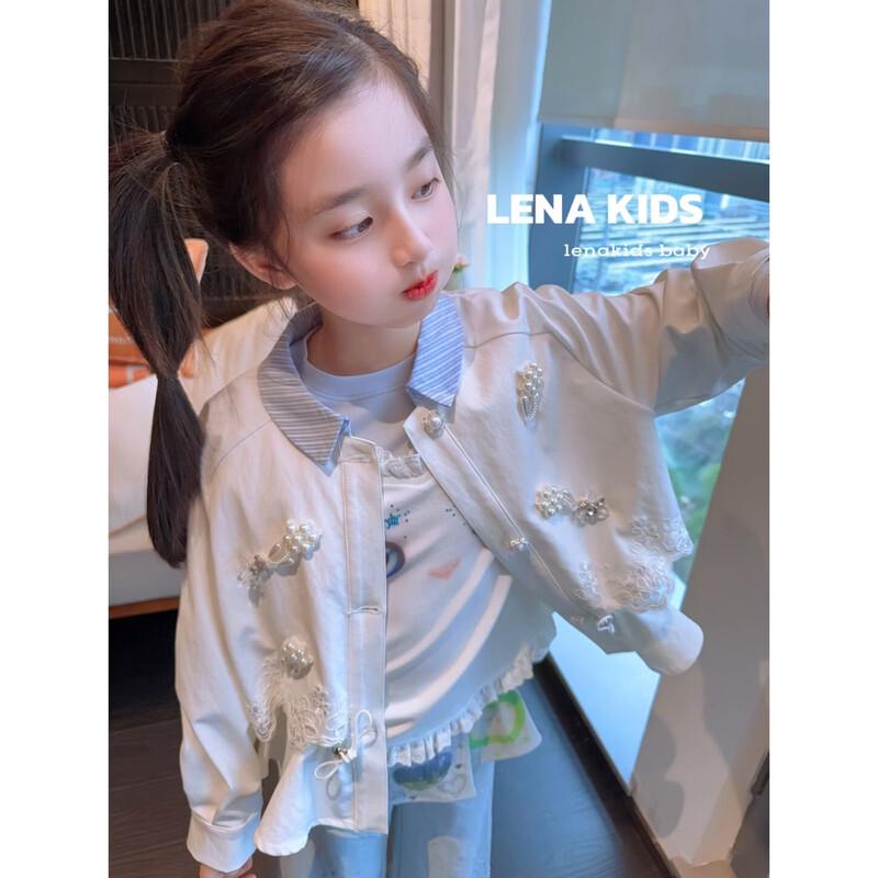 

LENAKIDS Girls Spring Lapel Trench Coat 140 (Height 135-145cm)