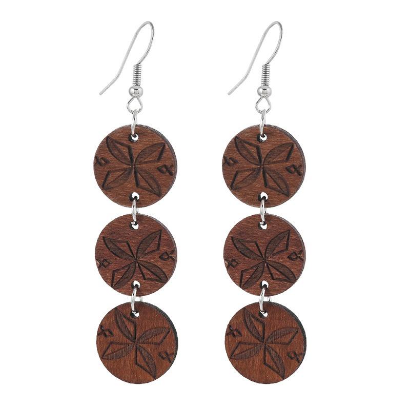 Niche Design Wooden Earrings Handmade Retro Literary Earrings Women's Simple Ear Jewelry