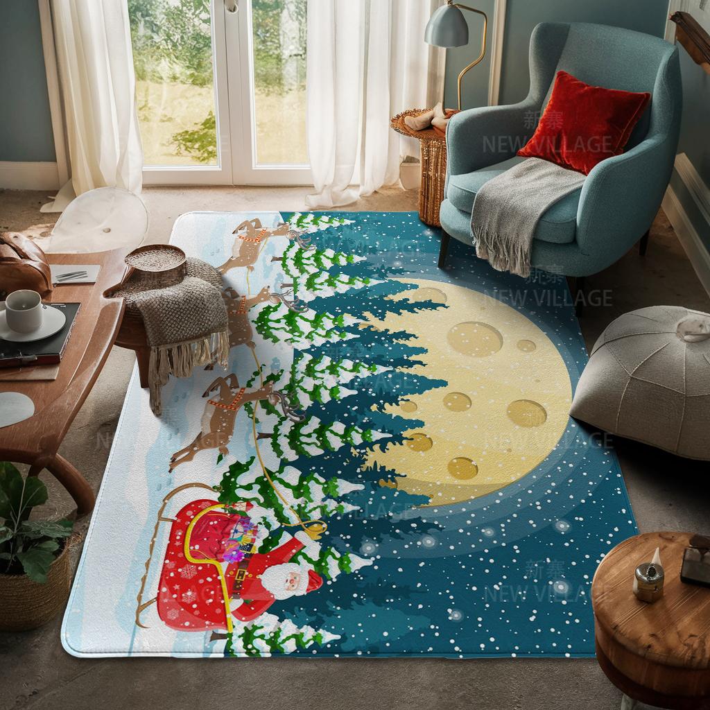 House Entrance Carpet Home Door Mat Living Room Bath Foot Bathroom Non-slip Water Absorption Rugs Bath Merry Christmas Winter