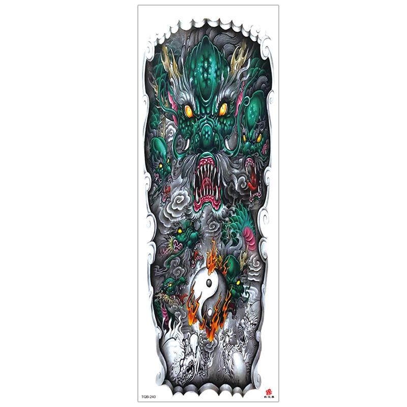 New Waterproof Full Arm Tattoo Stickers – Large Floral & Lion Design, Cross-Style, Hot Selling