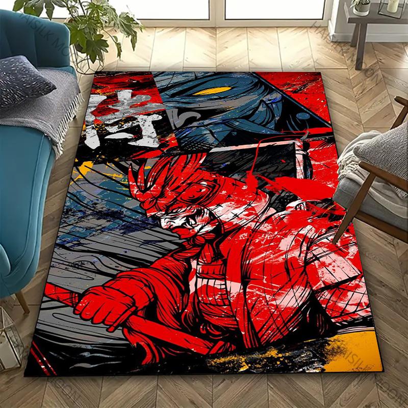 Bushido Spirit Slavnostní Samurajské Vzory Koberec Ložnice Obývací Pokoj Kancelář Velká Protiskluzová Podložka Domácí Dekorace Koberec Pěkný Dárek pro Přátele