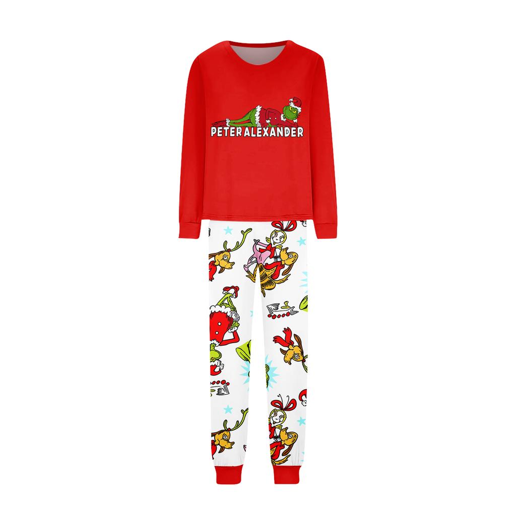 Matching Family Printed Loungewear Set with Long Sleeve Neck Top and Pants for Parent and Child