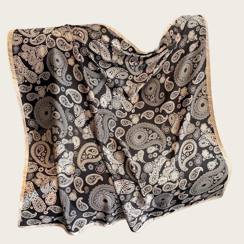 Hangzhou Silk Satin Brocade Scarf 110x110: Versatile Large Silk Feel Shawl for Air Conditioning