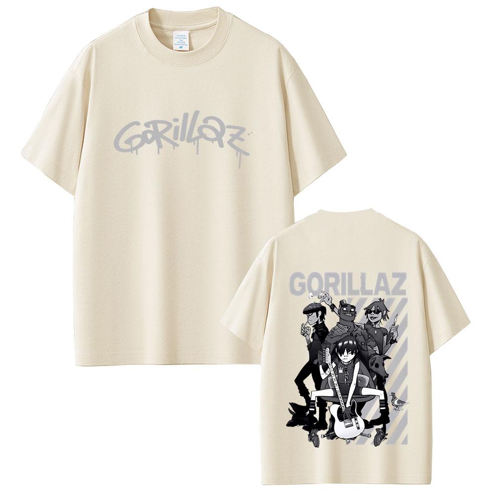 Limited Rock Band Gorillaz Print Tshirt Men Women Hip Hop Gothic Oversized Streetwear Mens Casual Vintage Short Sleeve Tshirt