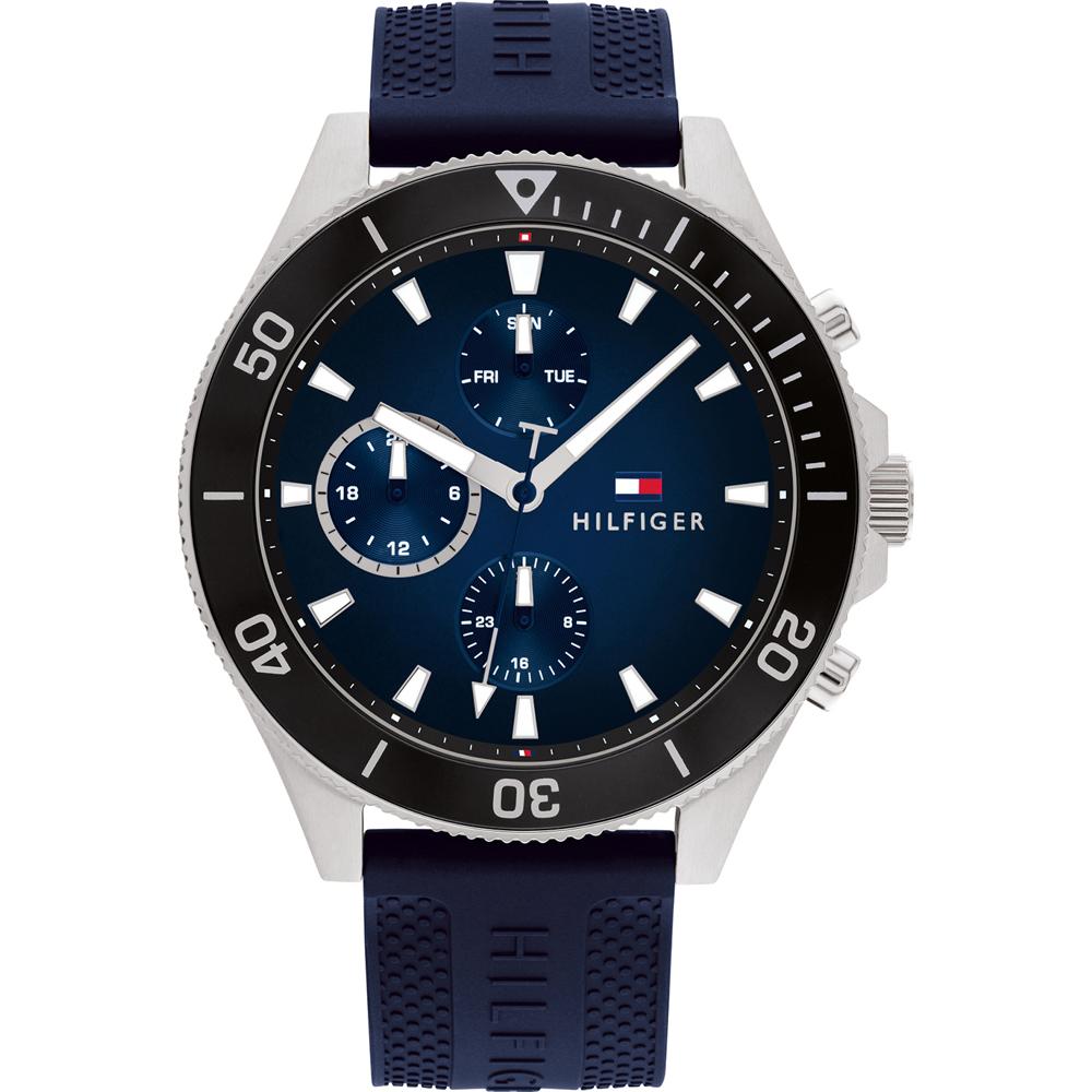Tommy Hilfiger Men s Chronograph Diver Watch Blue Dial Silicone Strap 1791920 синий