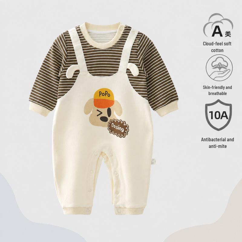 Nation's Top-Selling: Antibacterial Cotton Baby Bodysuit for Spring & Autumn - Long Sleeve, Perfect for Crawling & Home Wear.