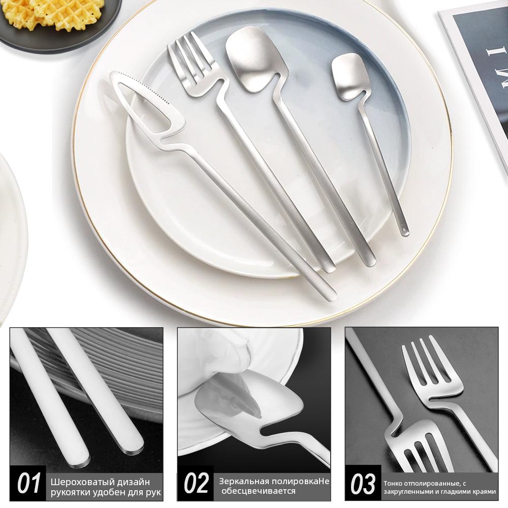 16Pcs Black Cutlery Set Stainless Steel Steak Cutlery Cutlery Western Cutlery Dishwasher Safe Kitchen Tableware Set