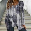 Women Plus Size Square Collar Long Sleeve T Shirt Double Layer Front Clay Tone Harvest Floral Printed Loose Top