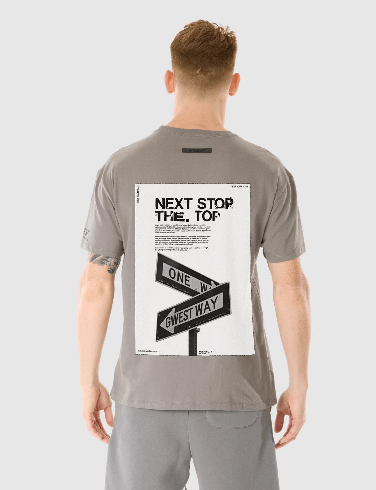 G WEST STREET SIGN T-SHIRT - CHARCOAL GRAY S