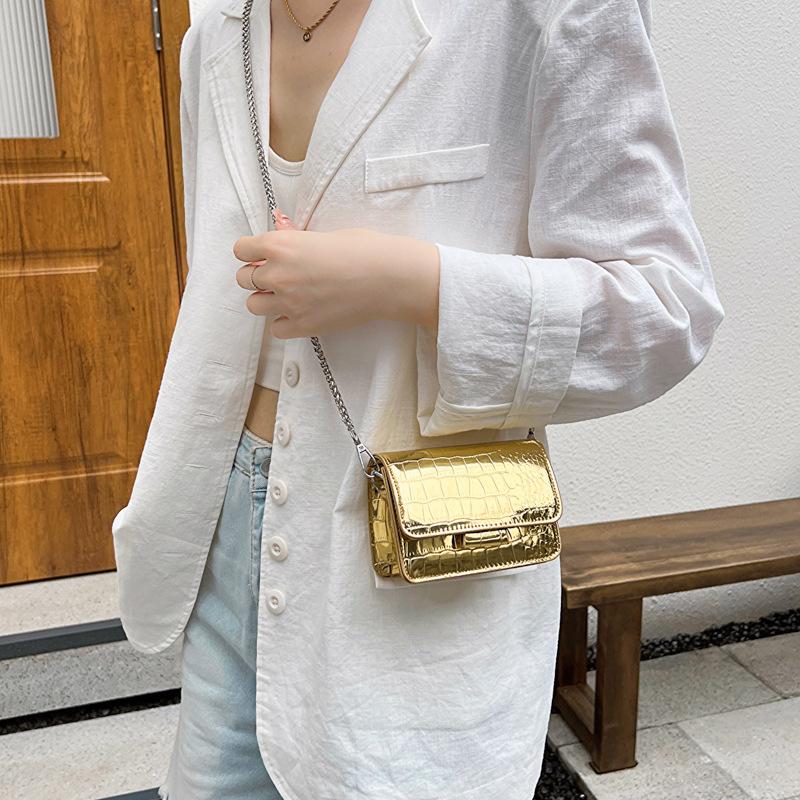 Women Shoulder Handbags Crocodile Pattern PU Leather Trend Designer Chain Hasp Bags Coin Purse Mini Single Square Bag ARI