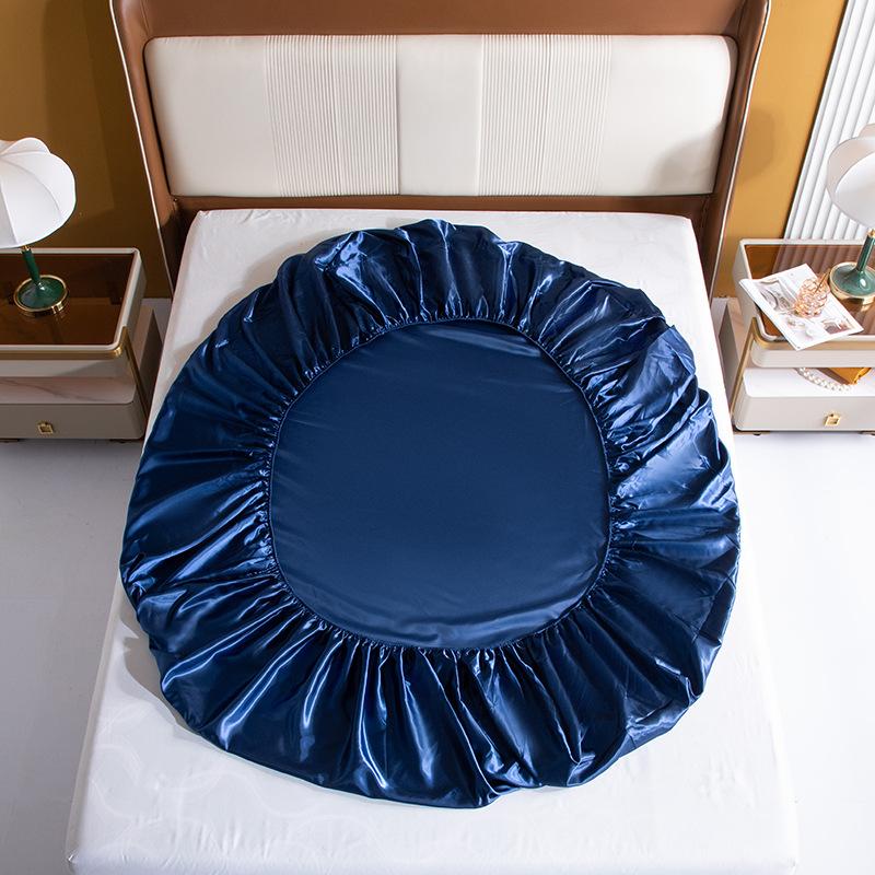 Bed Sheet Fitted Sheet Pillowcase Artificial Silk Satin Four-Piece Set Solid Color Ice Silk Three-Piece Set