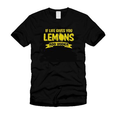 When Life Gives You Lemons ADD VODKA Funny Cool College Humor Black T-Shirt