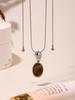 Fashionable Black Agate Pendant Necklace with Adjustable Stainless Steel Long Chain