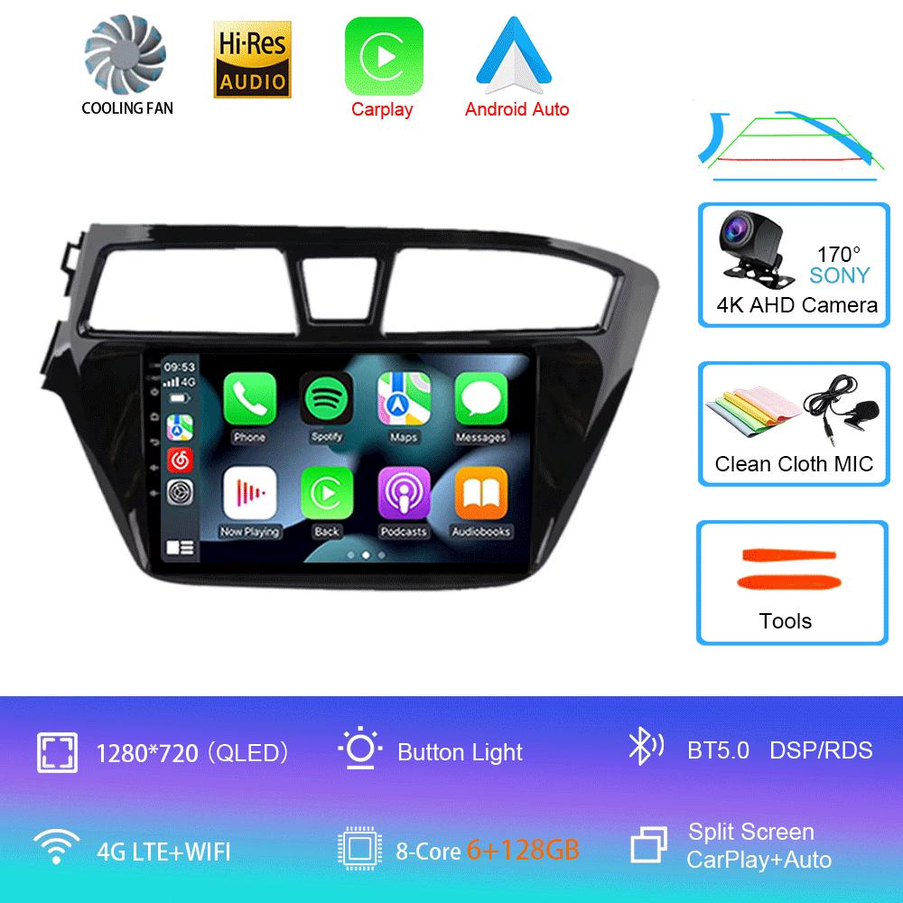 Car Radio Android 14 Carplay Auto 2K Screen Multimedia Video Player For Hyundai I20 2 II GB 2014 - 2018 2 Din Autoradio Stereo