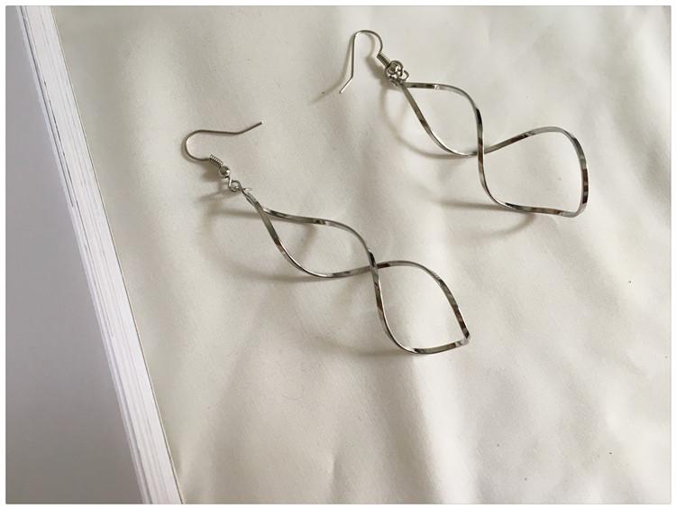 Foreign Trade Personality Wild Spiral Curved Geometric Earrings Frosted Earrings Design Sense Wave Curve Earrings Jewelry
