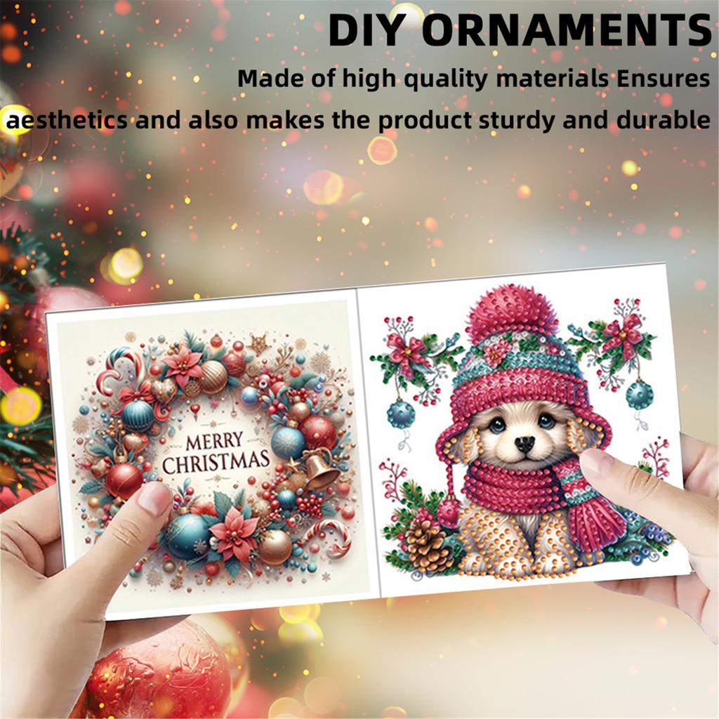 6pcs DIY Diamond Painting Greeting Card Set Rhinestone Diamond Art Mosaic Postcards for Festivals and Celebrations