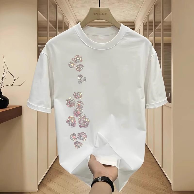 Trendy Brand Short-Sleeved Pure Cotton Men'S Printed T-Shirt Trendy Men'S And Women'S Versatile Round Neck T-Shirt Men'S