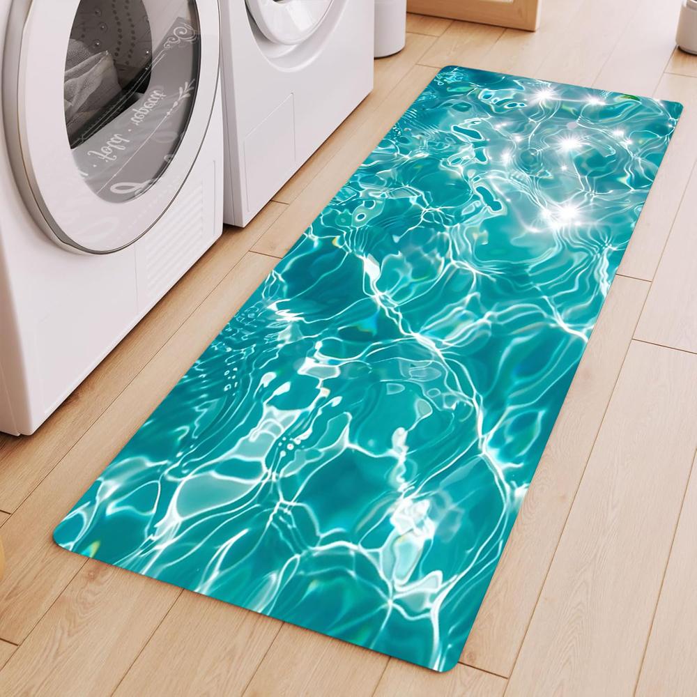 

Summer Cool Sea Wave Floor Mat Living Room Bedroom Rug Kitchen Mat Vacation Home Rug Hallway Rug Non-Slip Ultra-Long Aisle Mat 40x120cm