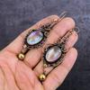Mystic Pink Topaz Handmade Copper Wire Wrap Jewelry Earring 3.35" a8a50