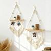 Modern Bohemian Wall Hanging Tapestry Macrame Shelf Woven Storage Container Art for Home Bedroom Living Room Wall Decor