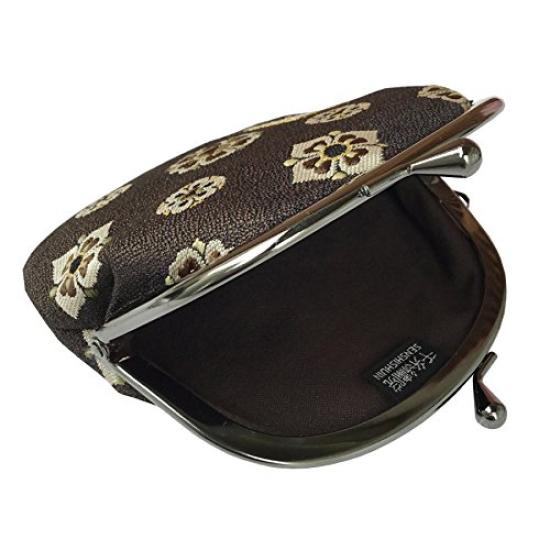 Senshishuin Gold Brocade Clasp Round Purse Hanabishi Nishijin-ori 3.5-inch Wallet/Coin (with lining) (Shoso crest)
