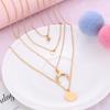 Vintage Personality Multi-layer Moon Disc Pendant Necklace Fashionable Decoration Accessories